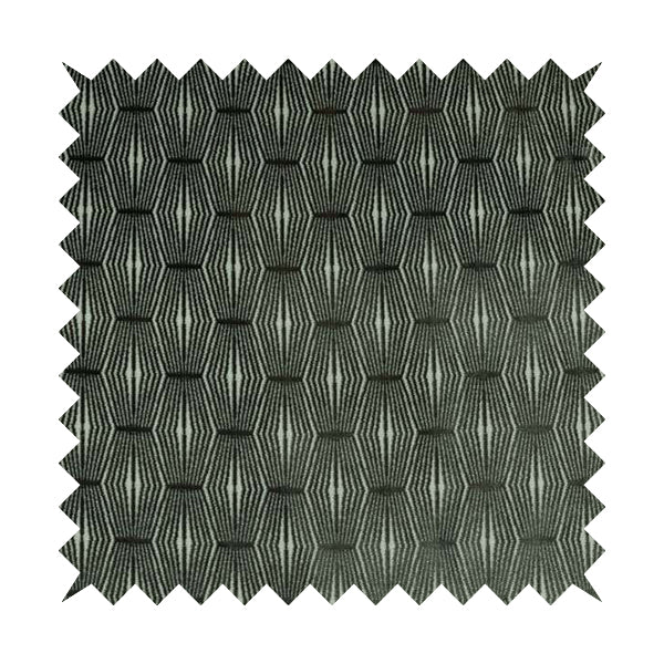 Kyoto Argyle Geometric Pattern Velvet Fabric In Grey Colour - Roman Blinds