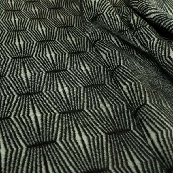 Kyoto Argyle Geometric Pattern Velvet Fabric In Grey Colour - Made To Measure Curtains