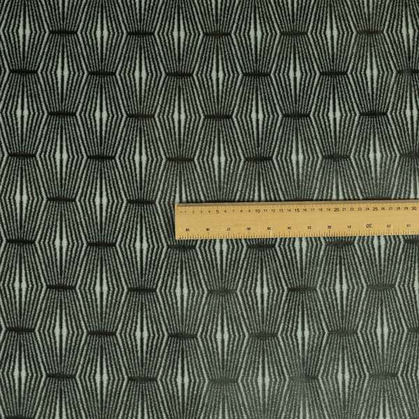 Kyoto Argyle Geometric Pattern Velvet Fabric In Grey Colour - Roman Blinds