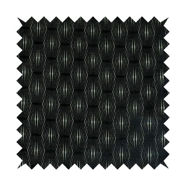 Kyoto Argyle Geometric Pattern Velvet Fabric In Black Colour - Roman Blinds