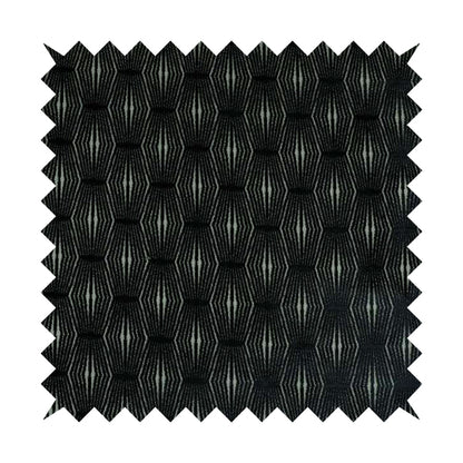 Kyoto Argyle Geometric Pattern Velvet Fabric In Black Colour - Roman Blinds