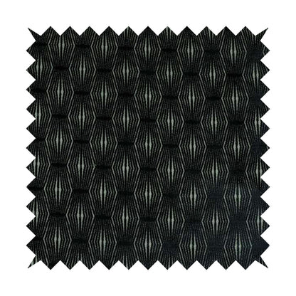 Kyoto Argyle Geometric Pattern Velvet Fabric In Black Colour
