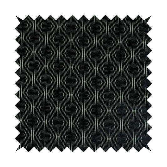 Kyoto Argyle Geometric Pattern Velvet Fabric In Black Colour