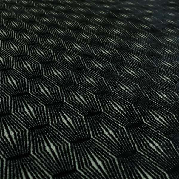 Kyoto Argyle Geometric Pattern Velvet Fabric In Black Colour - Roman Blinds