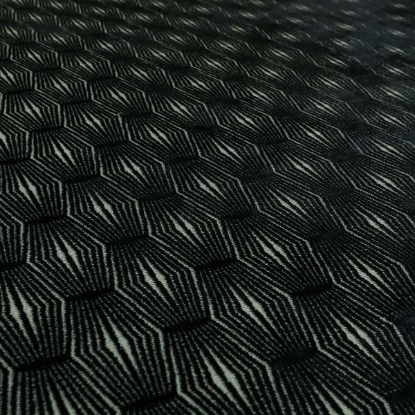 Kyoto Argyle Geometric Pattern Velvet Fabric In Black Colour