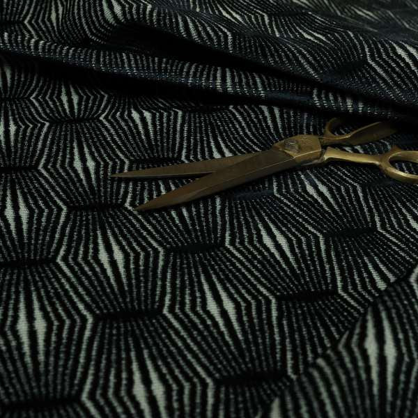 Kyoto Argyle Geometric Pattern Velvet Fabric In Black Colour - Roman Blinds