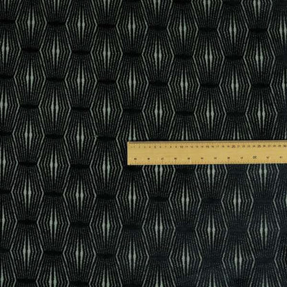 Kyoto Argyle Geometric Pattern Velvet Fabric In Black Colour - Handmade Cushions