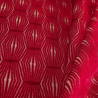 Kyoto Argyle Geometric Pattern Velvet Fabric In Pink White Colour - Roman Blinds