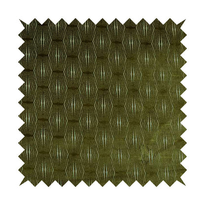 Kyoto Argyle Geometric Pattern Velvet Fabric In Green Colour - Roman Blinds