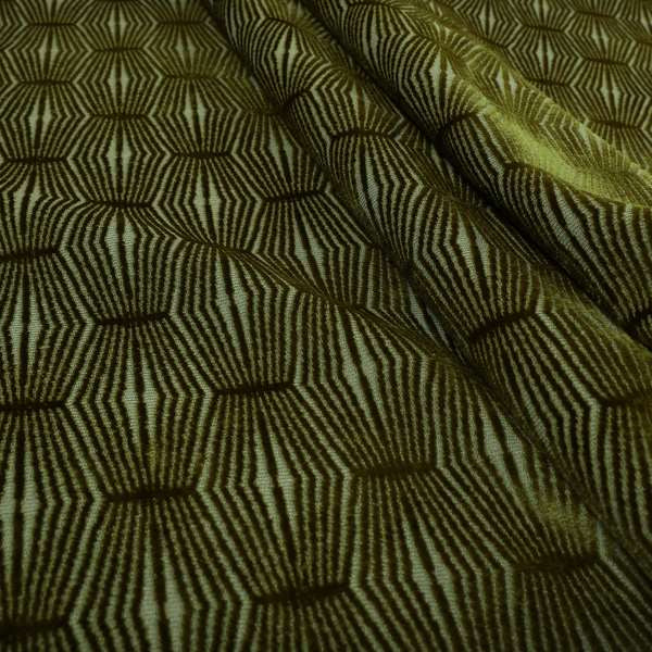 Kyoto Argyle Geometric Pattern Velvet Fabric In Green Colour - Made To Measure Curtains