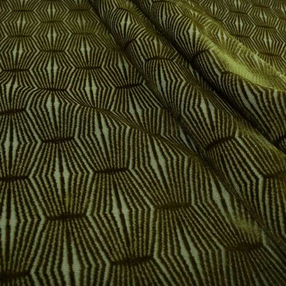 Kyoto Argyle Geometric Pattern Velvet Fabric In Green Colour