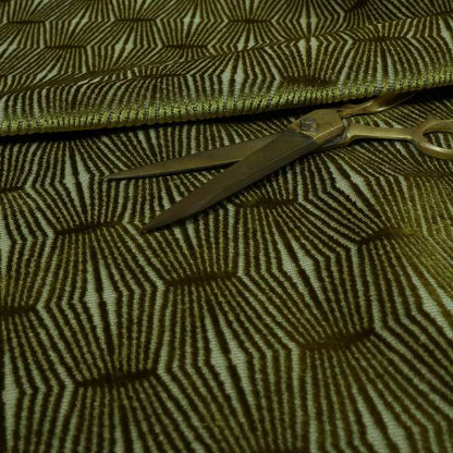 Kyoto Argyle Geometric Pattern Velvet Fabric In Green Colour - Roman Blinds