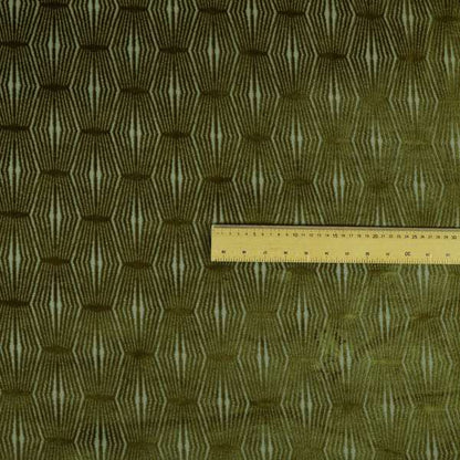 Kyoto Argyle Geometric Pattern Velvet Fabric In Green Colour - Roman Blinds