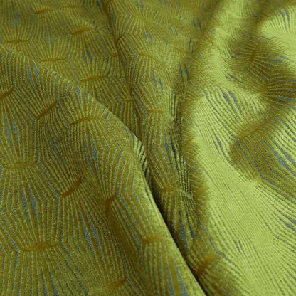 Kyoto Argyle Geometric Pattern Velvet Fabric In Yellow Colour - Made To Measure Curtains