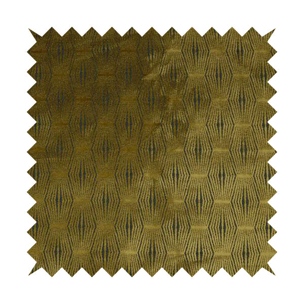 Kyoto Argyle Geometric Pattern Velvet Fabric In Golden Yellow Colour - Made To Measure Curtains