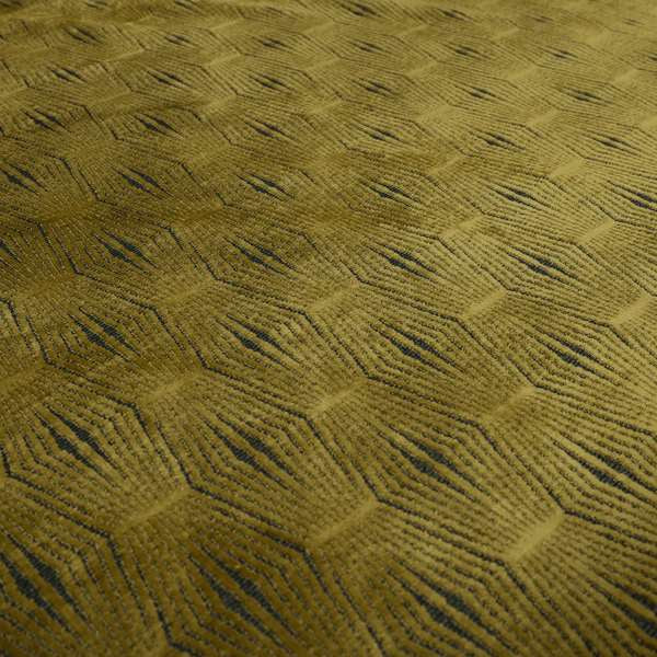 Kyoto Argyle Geometric Pattern Velvet Fabric In Golden Yellow Colour