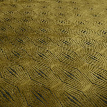 Kyoto Argyle Geometric Pattern Velvet Fabric In Golden Yellow Colour - Made To Measure Curtains