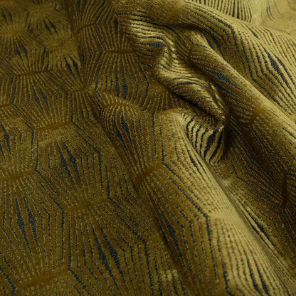 Kyoto Argyle Geometric Pattern Velvet Fabric In Golden Yellow Colour - Roman Blinds