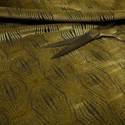 Kyoto Argyle Geometric Pattern Velvet Fabric In Golden Yellow Colour - Made To Measure Curtains