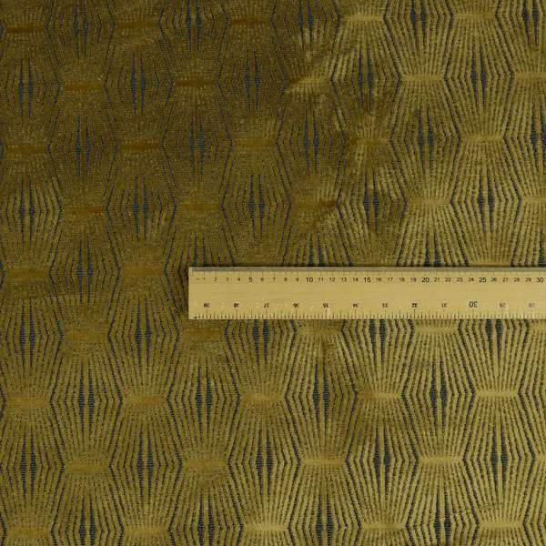 Kyoto Argyle Geometric Pattern Velvet Fabric In Golden Yellow Colour - Made To Measure Curtains