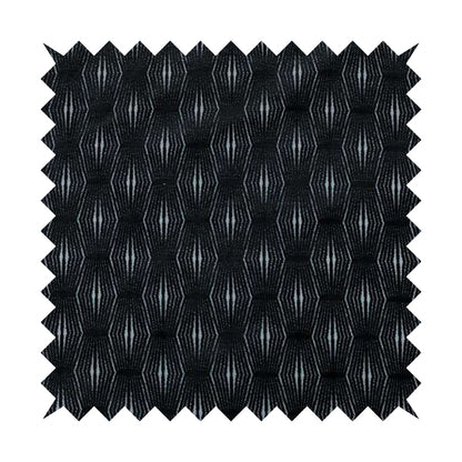 Kyoto Argyle Geometric Pattern Velvet Fabric In Navy Blue Colour - Made To Measure Curtains