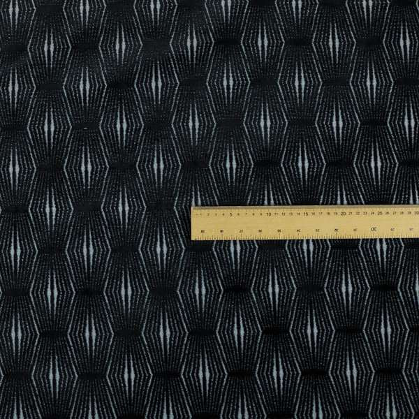 Kyoto Argyle Geometric Pattern Velvet Fabric In Navy Blue Colour - Roman Blinds