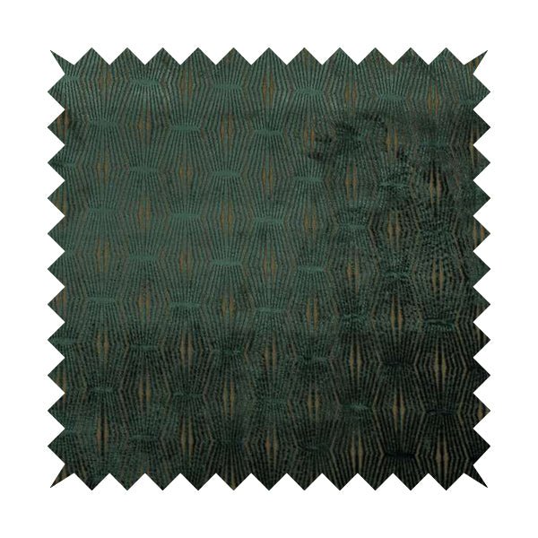 Kyoto Argyle Geometric Pattern Velvet Fabric In Teal Orange Colour - Roman Blinds