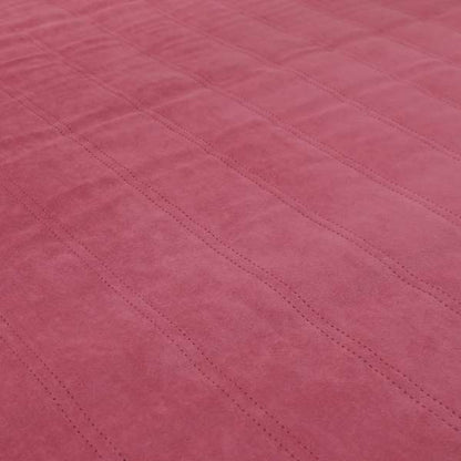 Lahore Fluted Stitched Quilted Pink Velvet Soft Upholstery Furnishing Fabric - Handmade Cushions