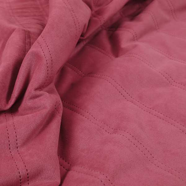 Lahore Fluted Stitched Quilted Pink Velvet Soft Upholstery Furnishing Fabric - Handmade Cushions