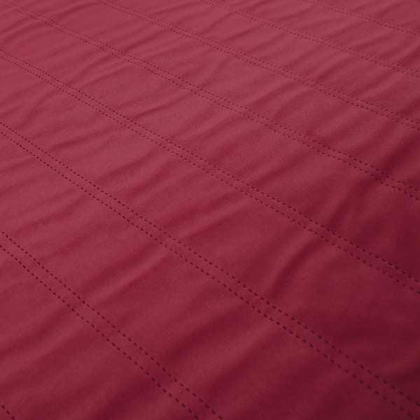 Lahore Fluted Stitched Quilted Raspberry Red Pink Velvet Soft Upholstery Furnishing Fabric - Handmade Cushions