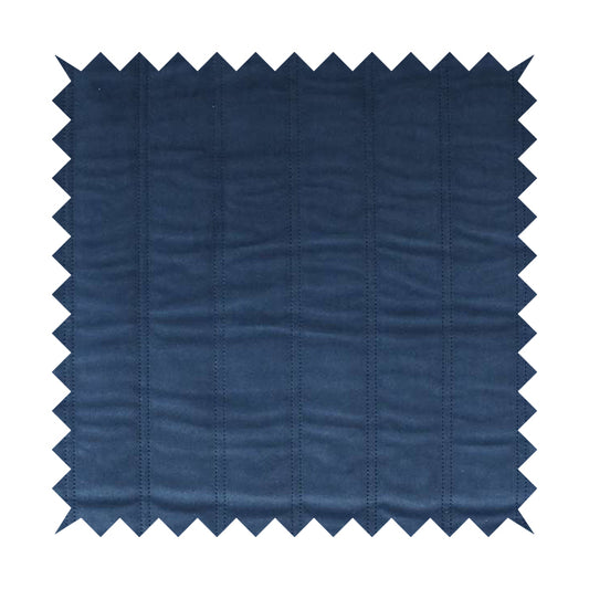 Lahore Fluted Stitched Quilted Blue Velvet Soft Upholstery Furnishing Fabric