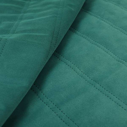 Lahore Fluted Stitched Quilted Teal Velvet Soft Upholstery Furnishing Fabric - Handmade Cushions