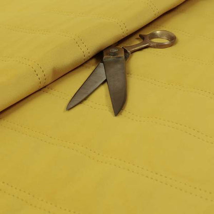 Lahore Fluted Stitched Quilted Lemon Yellow Velvet Soft Upholstery Furnishing Fabric - Handmade Cushions