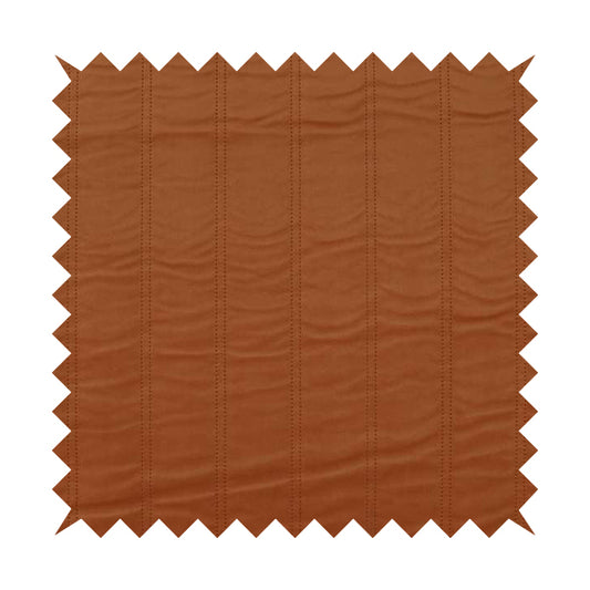 Lahore Fluted Stitched Quilted Burnt Orange Velvet Soft Upholstery Furnishing Fabric