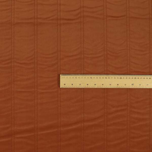 Lahore Fluted Stitched Quilted Burnt Orange Velvet Soft Upholstery Furnishing Fabric