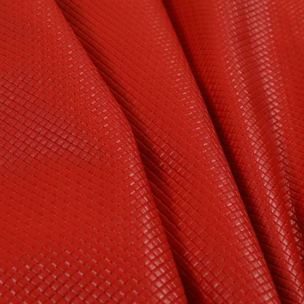 Lattice Quilted Textured Faux Leather Red Vinyl Upholstery Fabric