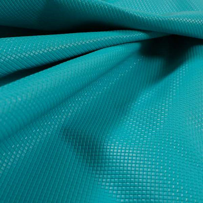 Lattice Quilted Textured Faux Leather Blue Teal Vinyl Upholstery Fabric