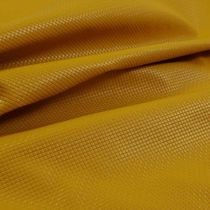 Lattice Quilted Textured Faux Leather Yellow Vinyl Upholstery Fabric