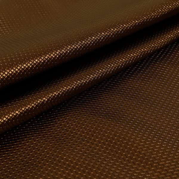Lattice Quilted Textured Faux Leather Copper Shiny Brown Vinyl Upholstery Fabric