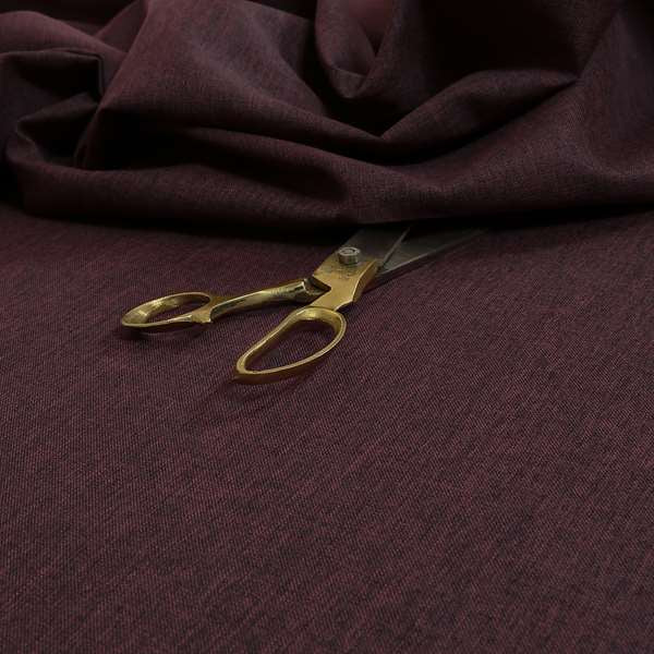 Lauren Hardwearing Linen Effect Chenille Upholstery Furnishing Fabric Wine Colour - Made To Measure Curtains