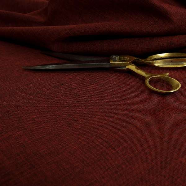 Lauren Hardwearing Linen Effect Chenille Upholstery Furnishing Fabric Burgundy Colour - Made To Measure Curtains