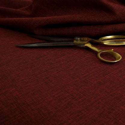 Lauren Hardwearing Linen Effect Chenille Upholstery Furnishing Fabric Burgundy Colour - Made To Measure Curtains