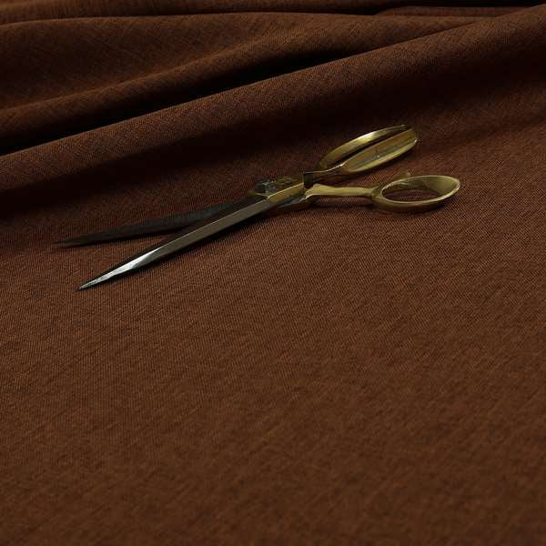 Lauren Hardwearing Linen Effect Chenille Upholstery Furnishing Fabric Rust Orange Colour - Made To Measure Curtains