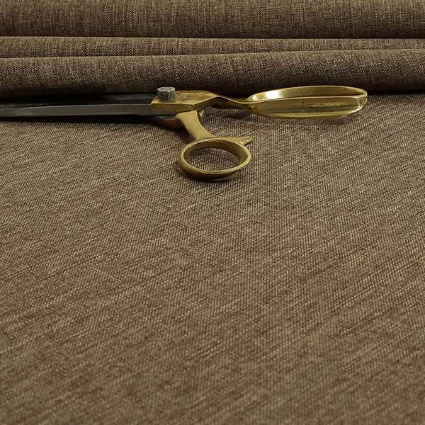 Lauren Hardwearing Linen Effect Chenille Upholstery Furnishing Fabric Brown Colour - Roman Blinds