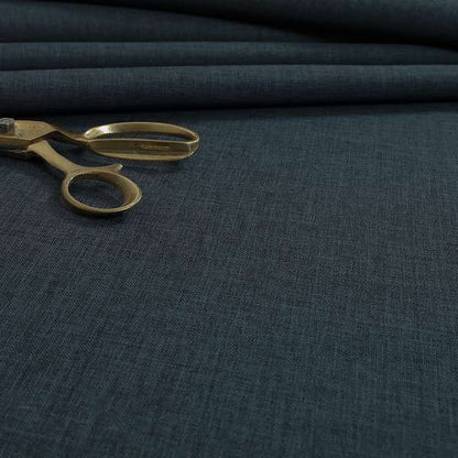 Lauren Hardwearing Linen Effect Chenille Upholstery Furnishing Fabric Denim Blue Colour - Roman Blinds