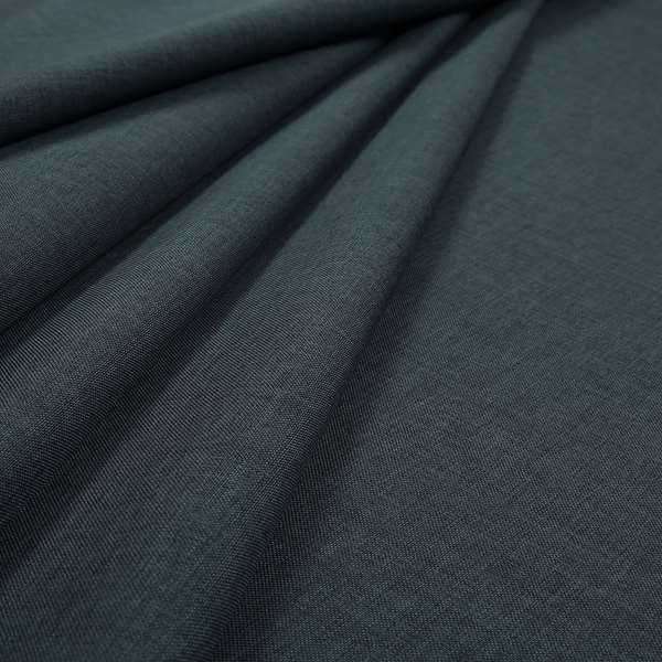 Lauren Hardwearing Linen Effect Chenille Upholstery Furnishing Fabric Denim Blue Colour - Made To Measure Curtains