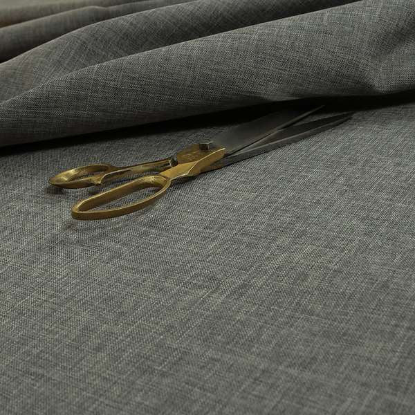 Lauren Hardwearing Linen Effect Chenille Upholstery Furnishing Fabric Silver Grey Colour - Made To Measure Curtains