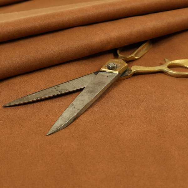 Lisbon Faux Suede Leatherette Finish Upholstery Fabric In Rust Tan Colour - Roman Blinds