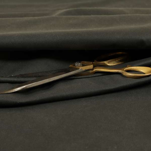 Lisbon Faux Suede Leatherette Finish Upholstery Fabric In Black Colour