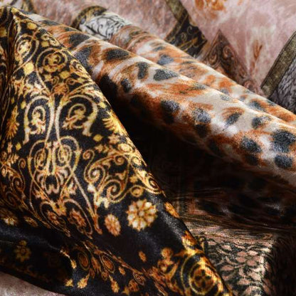 British Designed Printed Elegant Brown Colour Patchwork Printed On Luxury Crushed Velvet